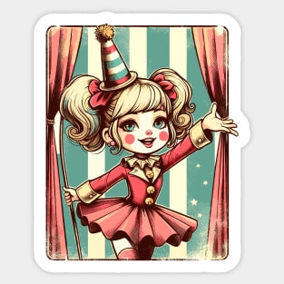 Retro Funny Circus Girl Sticker